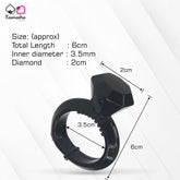 Dimensions: 6cm length, 3.5cm inner diameter β diamond-textured silicone penis ring.